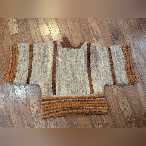 Vintage Women's knit mohair Silk wool blend striped sweater  kimono Sleeve Sz L - Picture 11 of 12